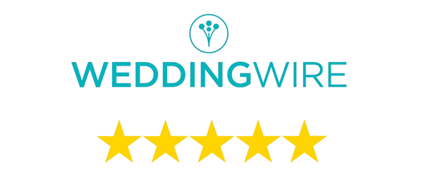 WeddingWire logo with five gold stars rating